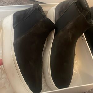 Vince Wade‎ Pewter high top suede sneakers 6.5